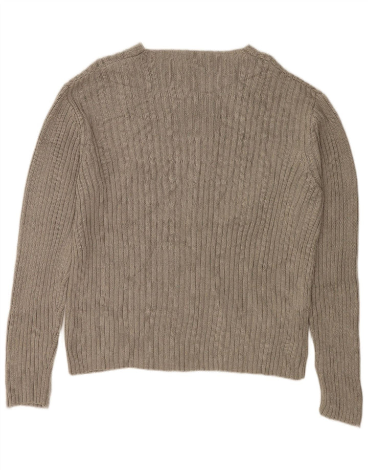 Maglione maglione con scollo a barca da donna DKNY UK 16 grande cotone grigio