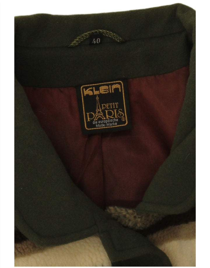 Soprabito oversize in pile da donna vintage EU 40 color block verde medio