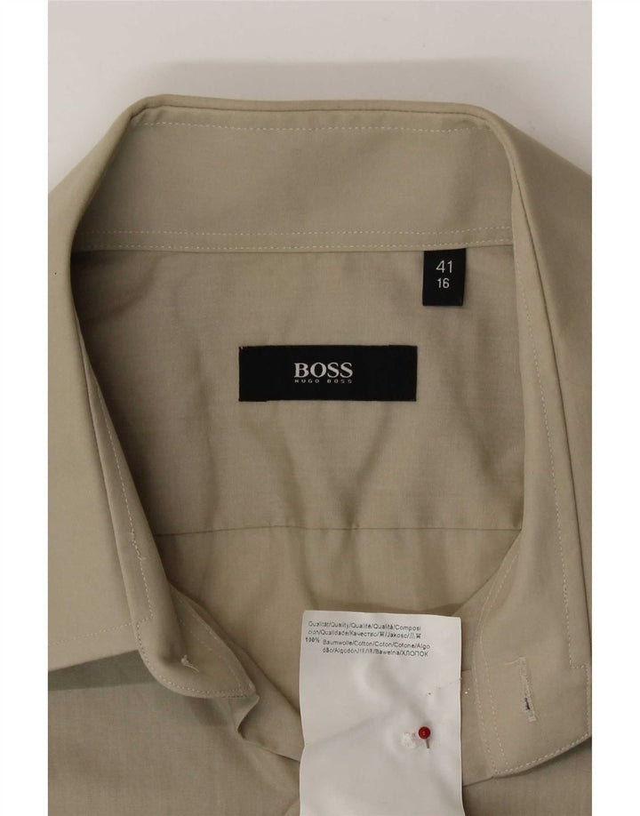 Camicia da uomo Hugo Boss taglia 41 16 grande cotone kaki