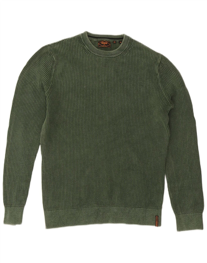 Maglione maglione girocollo da uomo Superdry in cotone verde medio