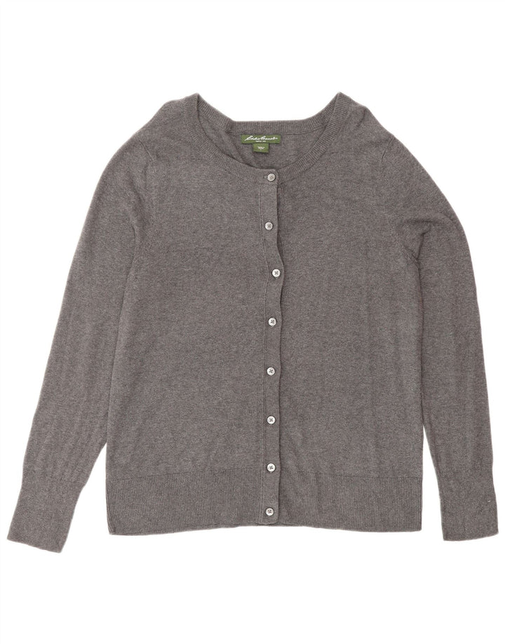 Maglione cardigan da donna EDDIE BAUER UK 16 grande cotone grigio