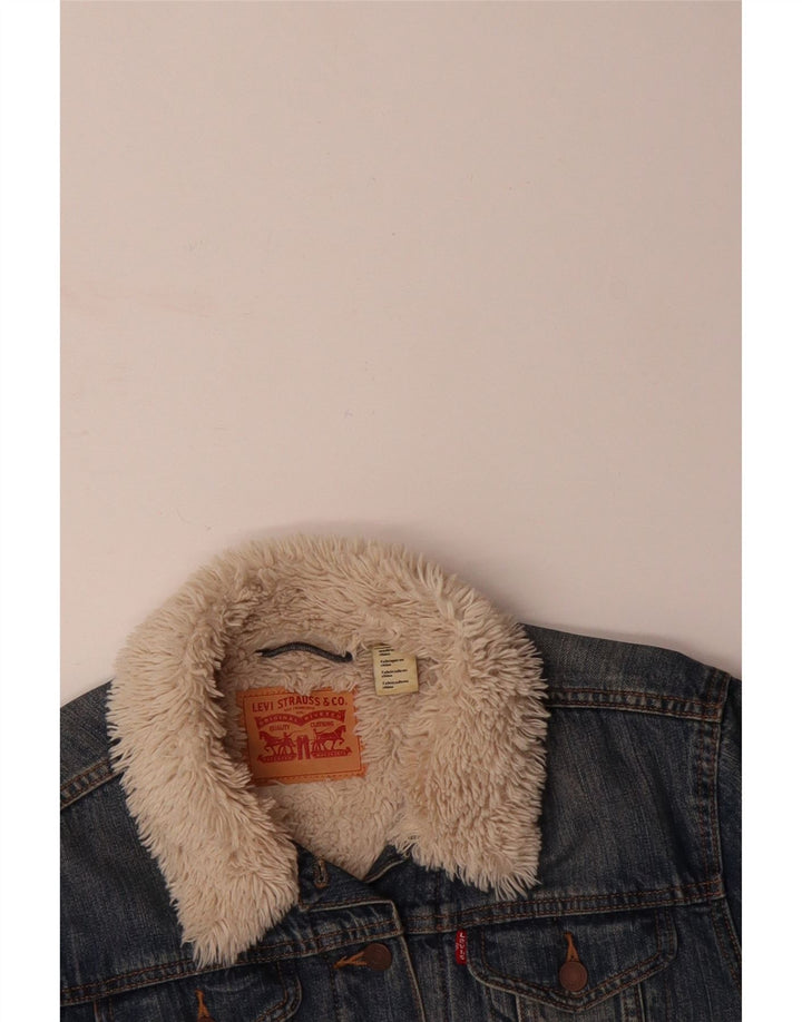 LEVI'S Womens Denim Sherpa Jacket UK 18 XL Blue Cotton