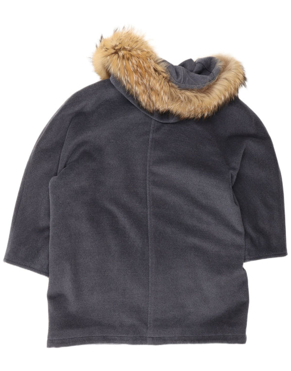 Giacca Parka oversize con cappuccio da donna Max Mara UK 12 Lana vergine grigio medio