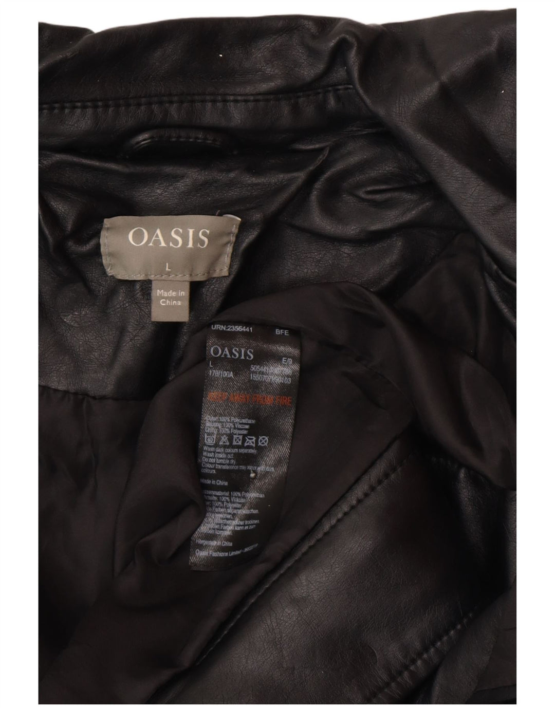 Giacca da motociclista da donna in ecopelle Oasis UK 16 grande in polietilene nero