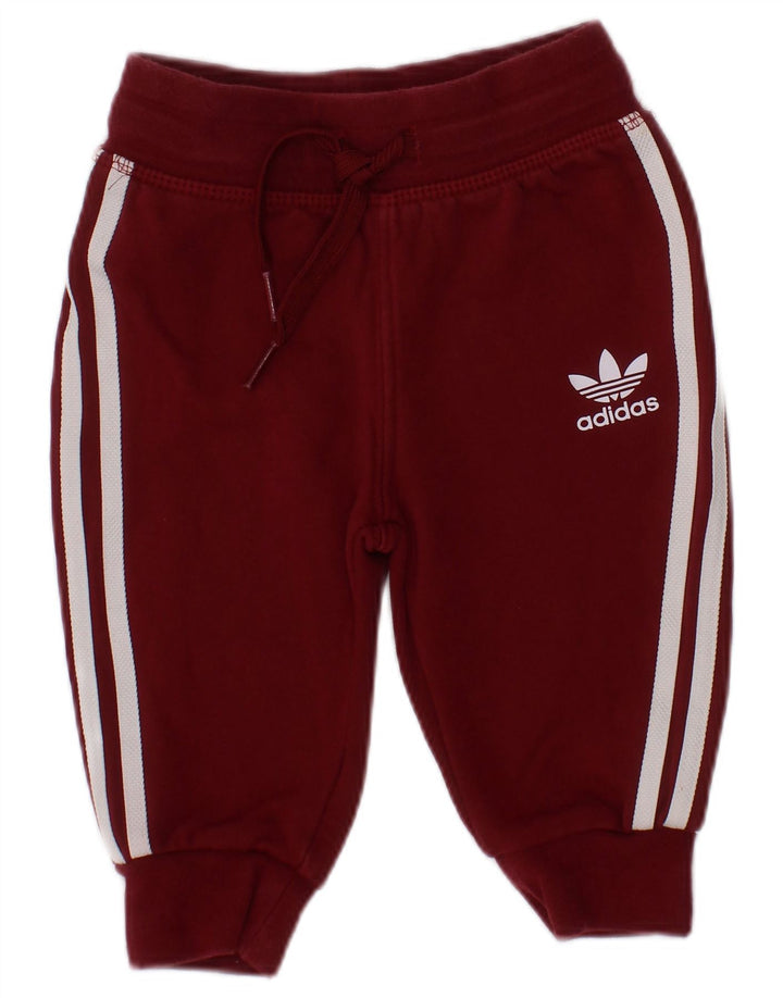 Pantaloni da tuta grafica Adidas da bambina 3-6 mesi in cotone bordeaux