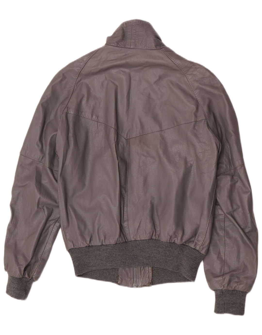 Giacca in pelle vintage da uomo IT 48 in pelle grigio medio