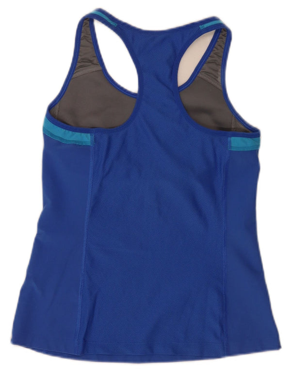 Nike Donna Dri Fit Crop Graphic Canotta Top UK 14 Large Blu Sport