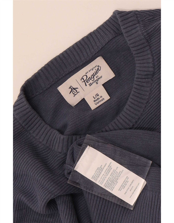 Maglione da uomo girocollo Penguin, grande cotone blu