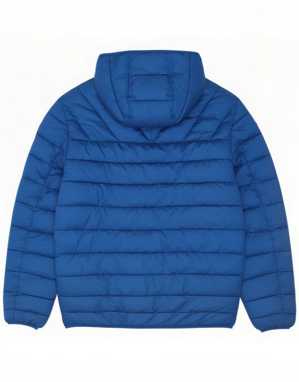 Napapijri Mens Geographic Hooded Padded Jacket UK 40 Large Blue Polyamide