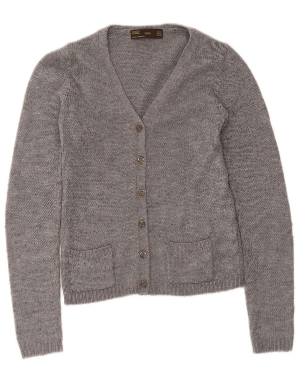 Maglione cardigan da donna Zara UK 12 Acrilico screziato grigio medio