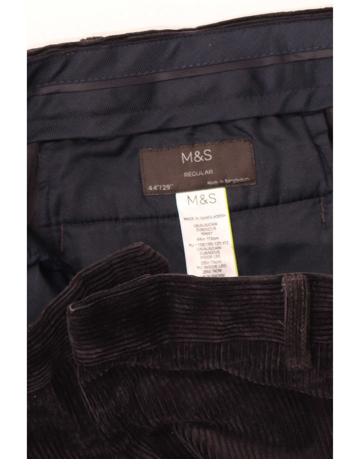 Pantaloni di velluto a coste regolari dritti da uomo Marks & Spencer W44 L29 neri