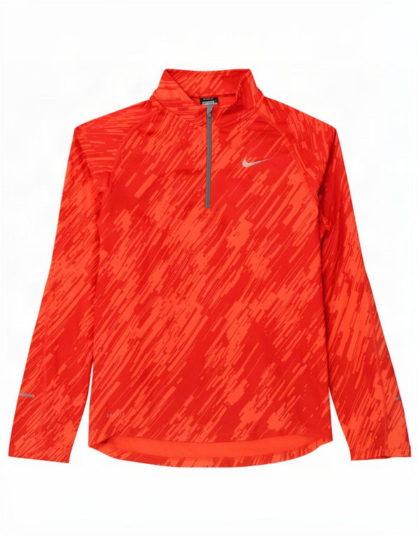 Top Nike Dri Fit con zip e collo per ragazze a maniche lunghe 12-13 anni Large Red Striped