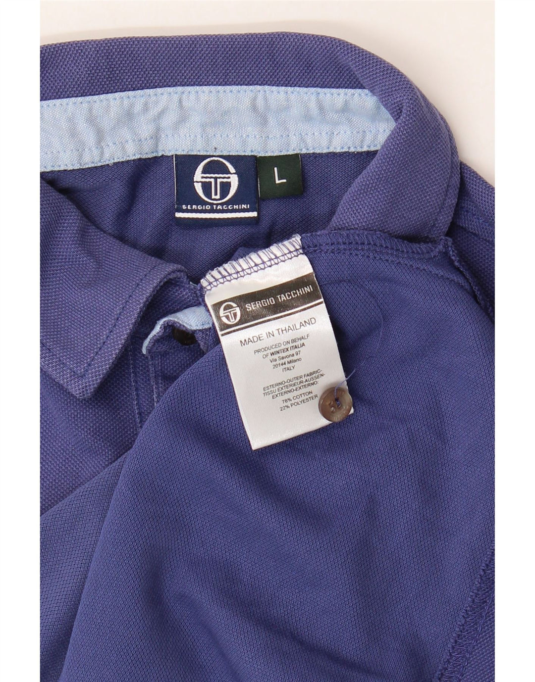 Sergio Tacchini Mens Polo Shirt Large Navy Blue Cotton