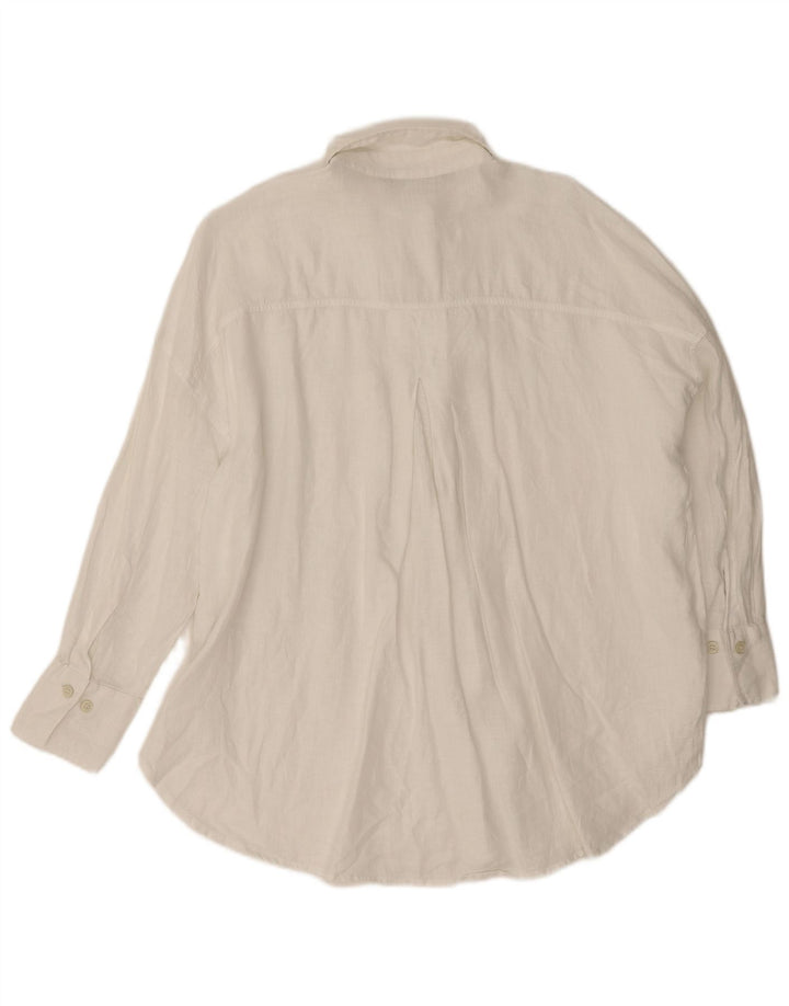 Camicia oversize da donna Zara UK 10 piccola in lino bianco