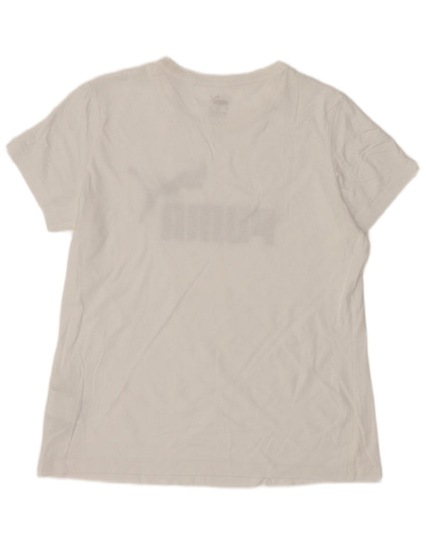 Puma T-shirt grafica da donna Top UK 12 Medium White Cotton