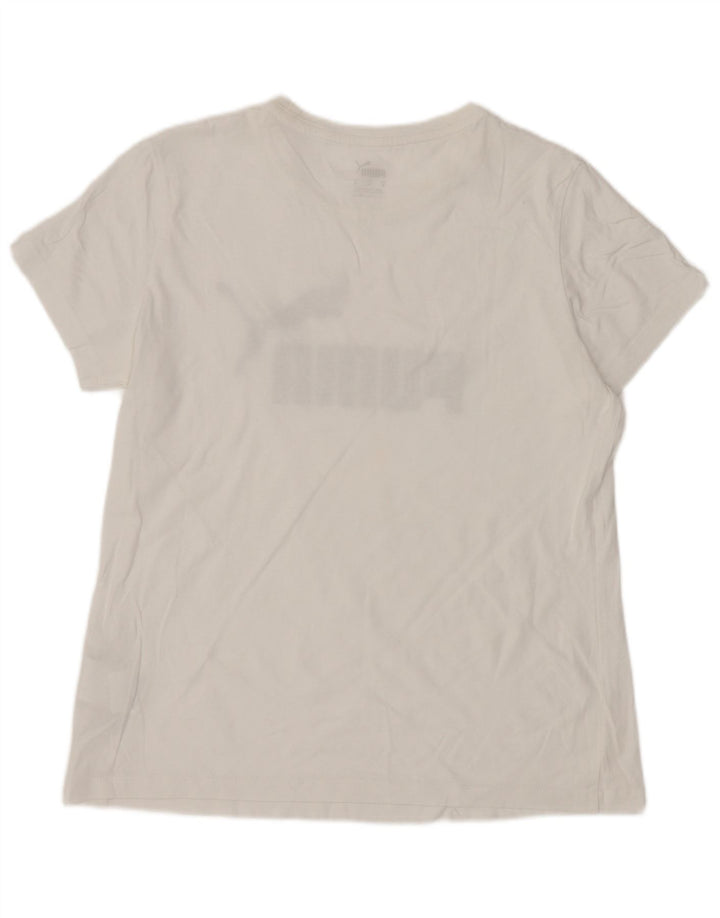 Puma T-shirt grafica da donna Top UK 12 Medium White Cotton