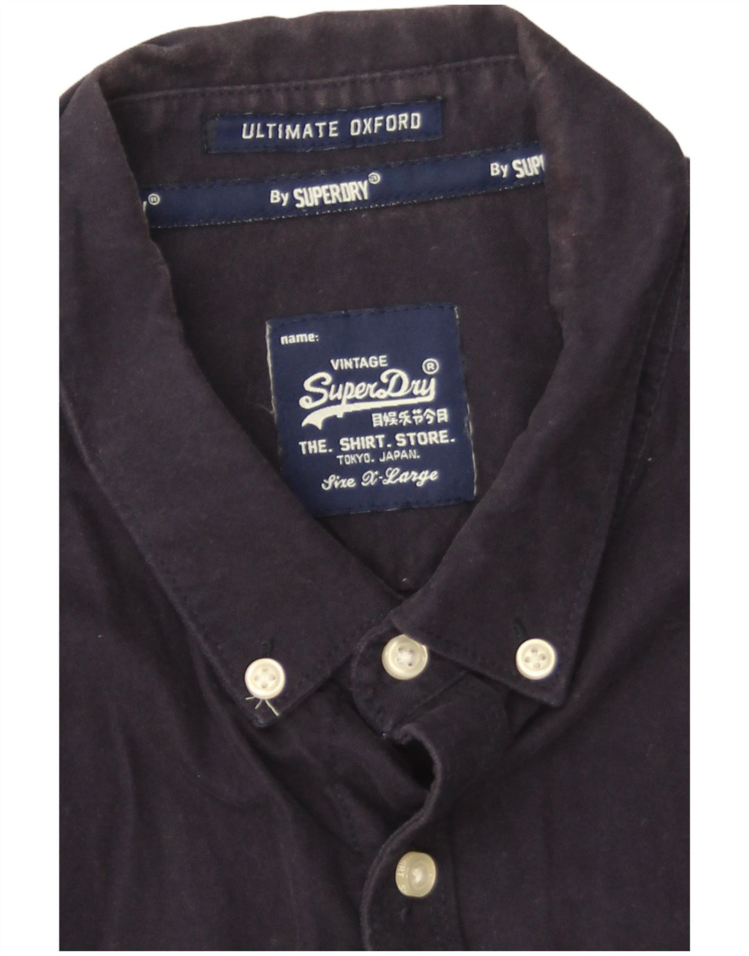 Camicia a maniche corte da uomo Superdry XL in cotone blu navy
