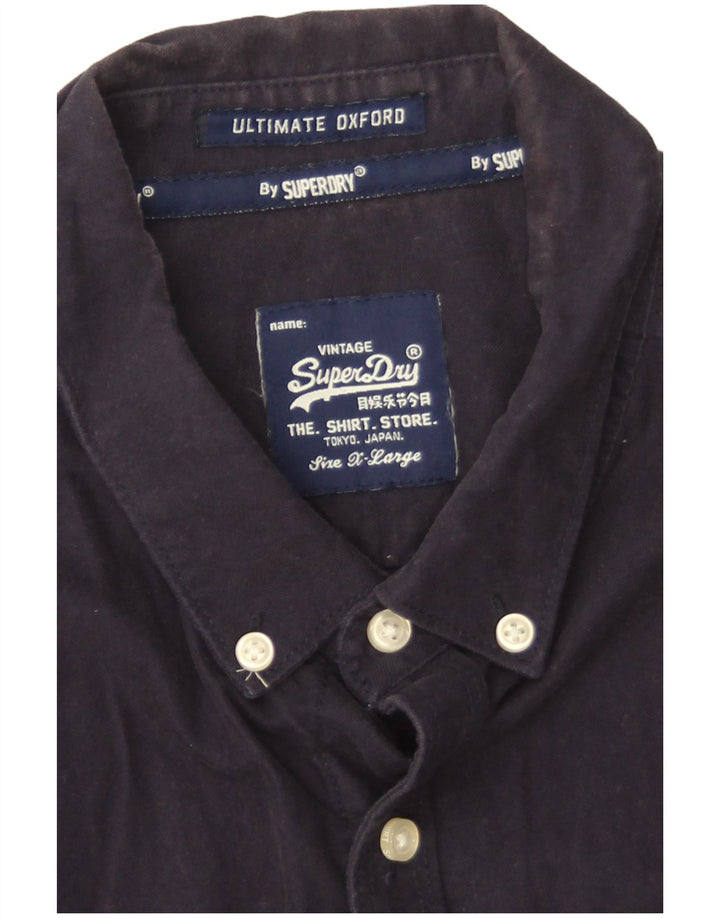 Camicia a maniche corte da uomo Superdry XL in cotone blu navy