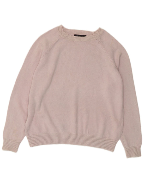 Marks & Spencer Womens Boat Neck Jumper Sweater UK 14 Medium Pink Cotton