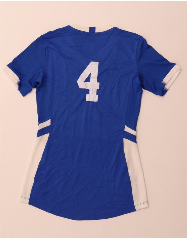 NIKE T-shirt grafica da donna Top UK 10 Small Blu Colourblock Poliestere