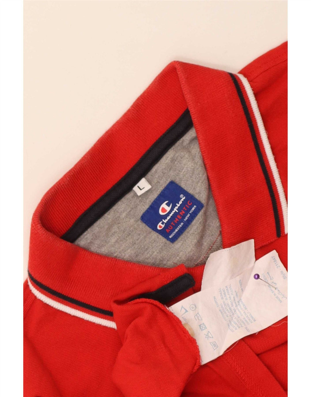 Polo da uomo Champion in cotone a righe grandi rosse