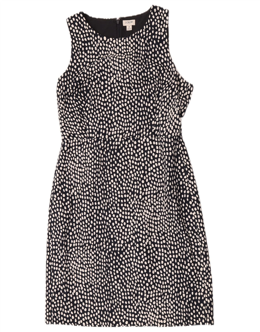 Abito tubino senza maniche da donna J. Crew US 8 cotone maculato nero medio