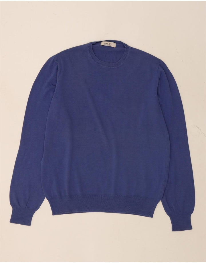 Maglione maglione girocollo da uomo Zara grande blu