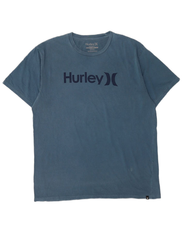 T-shirt grafica da uomo Hurley Premium Fit XL in cotone blu