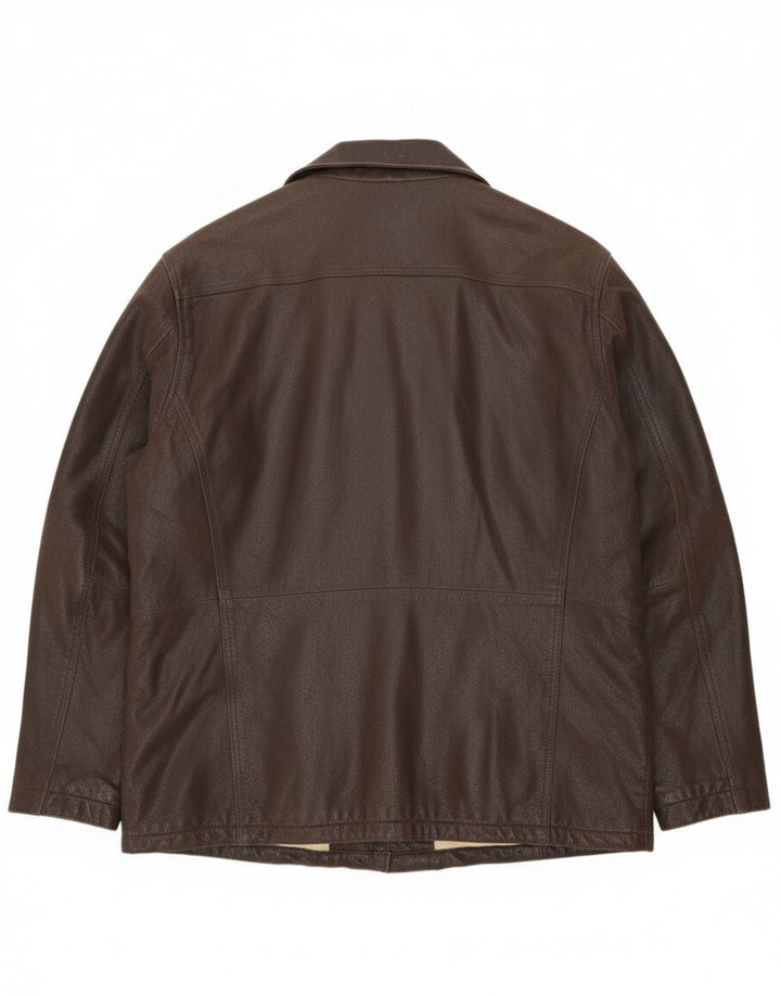 Giacca in pelle Sherpa vintage da uomo UK 40 grande in pelle marrone