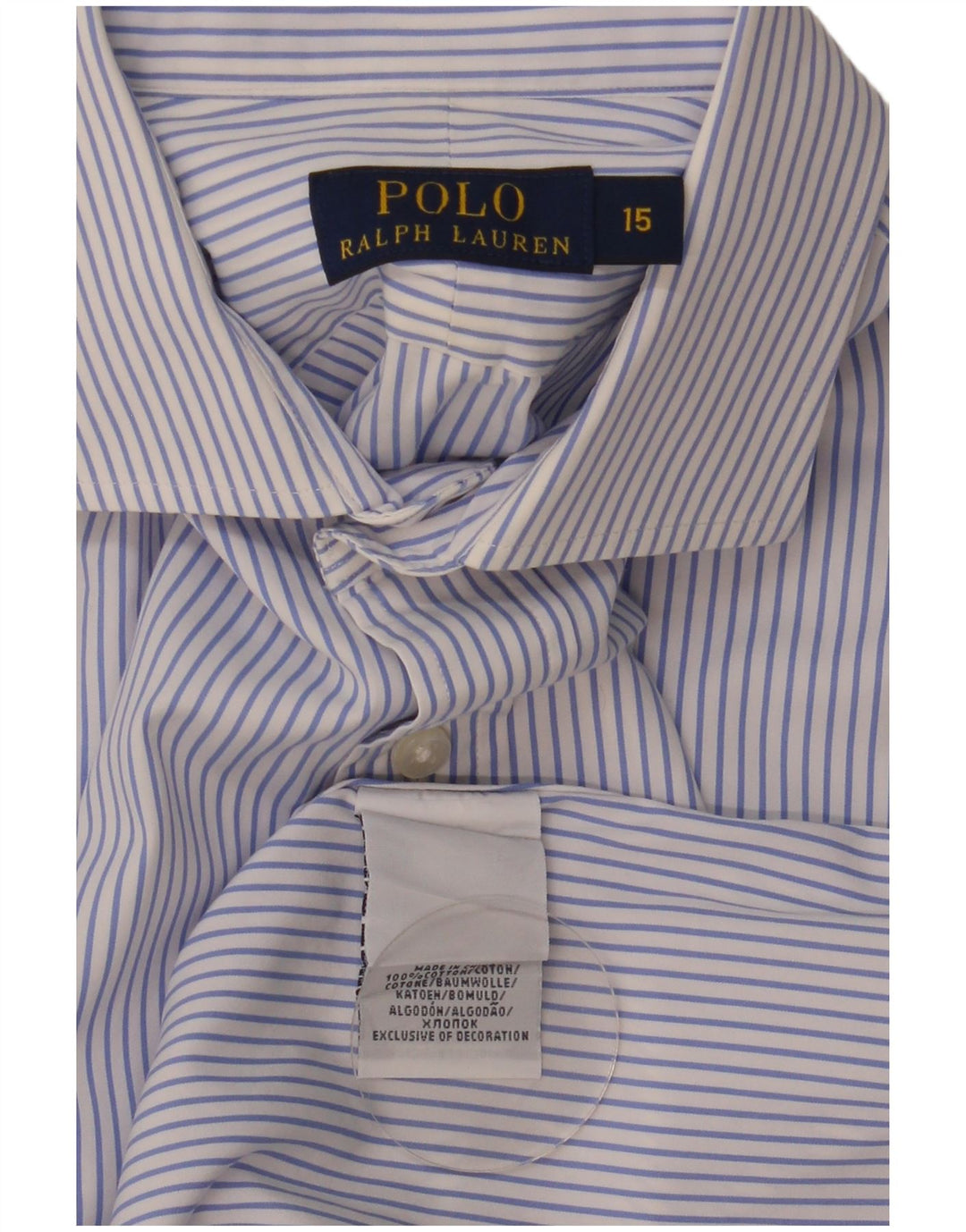 Polo Ralph Lauren Camicia da uomo Taglia 15 Cotone a righe blu medio