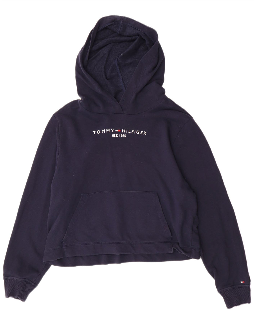 Maglione con cappuccio grafico da donna Tommy Hilfiger UK 14 cotone blu navy medio