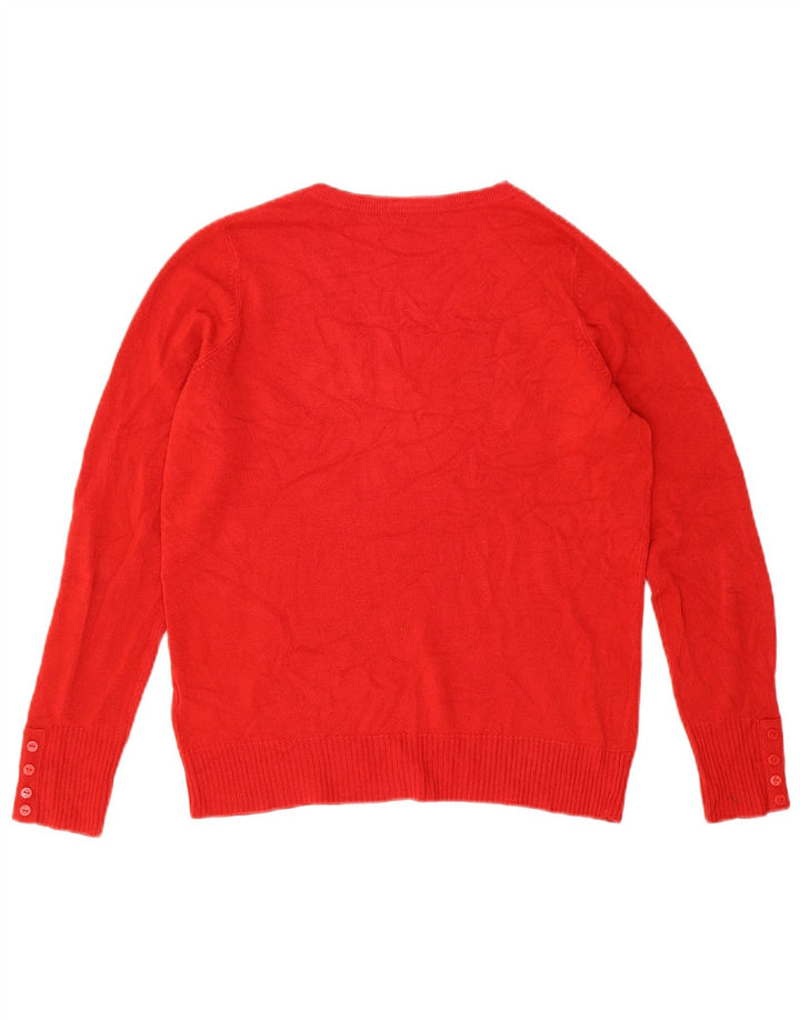 Maglione da donna con scollo a V Marks & Spencer UK 10 piccolo acrilico rosso
