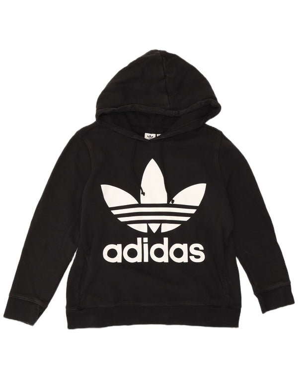 Felpa con cappuccio grafica da donna ADIDAS UK 16 grande cotone nero