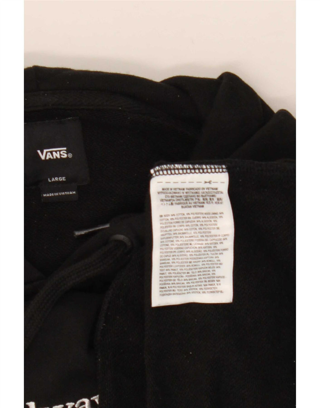 Felpa con cappuccio grafica da uomo Vans grande in cotone nero