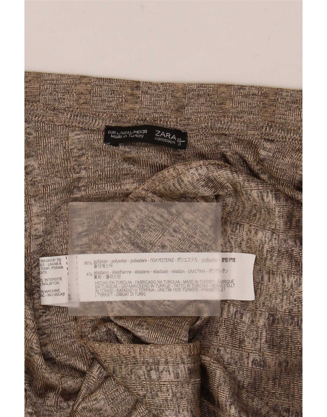 Abito T-shirt da donna Zara UK 16 Large Marrone Poliestere