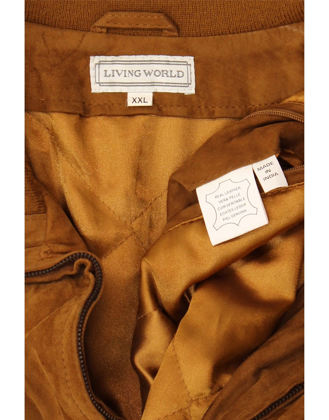 Giacca in pelle scamosciata da uomo Living World UK 44 2XL Pelle marrone