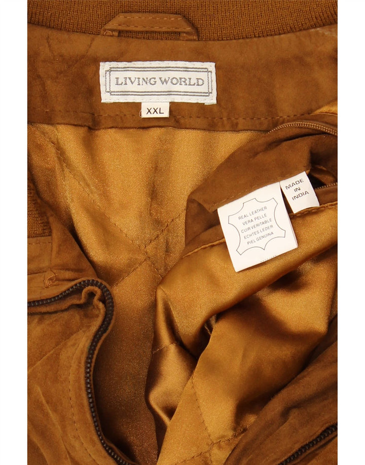 Giacca in pelle scamosciata da uomo Living World UK 44 2XL Pelle marrone