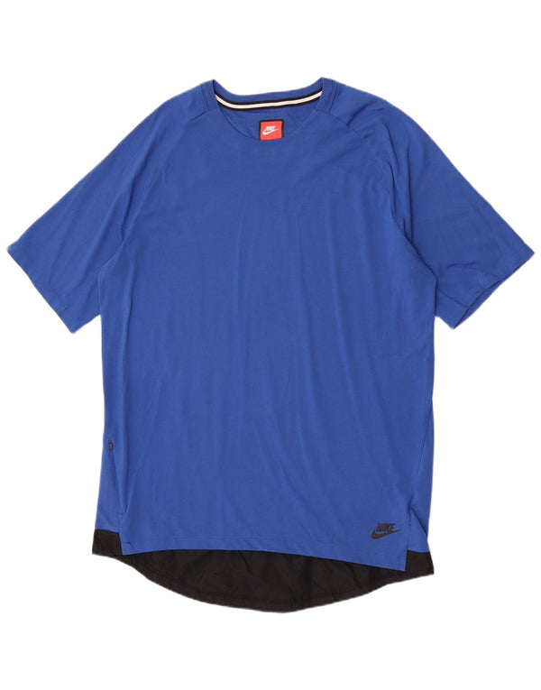 T-shirt da uomo Nike Top Large blu in poliestere color block
