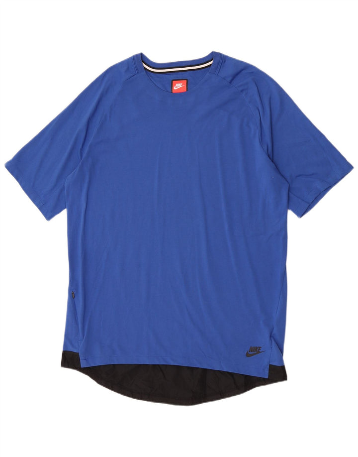 T-shirt da uomo Nike Top Large blu in poliestere color block