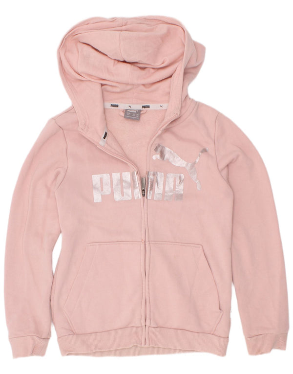 Felpa con cappuccio e zip grafica per ragazze Puma 7-8 anni in cotone rosa