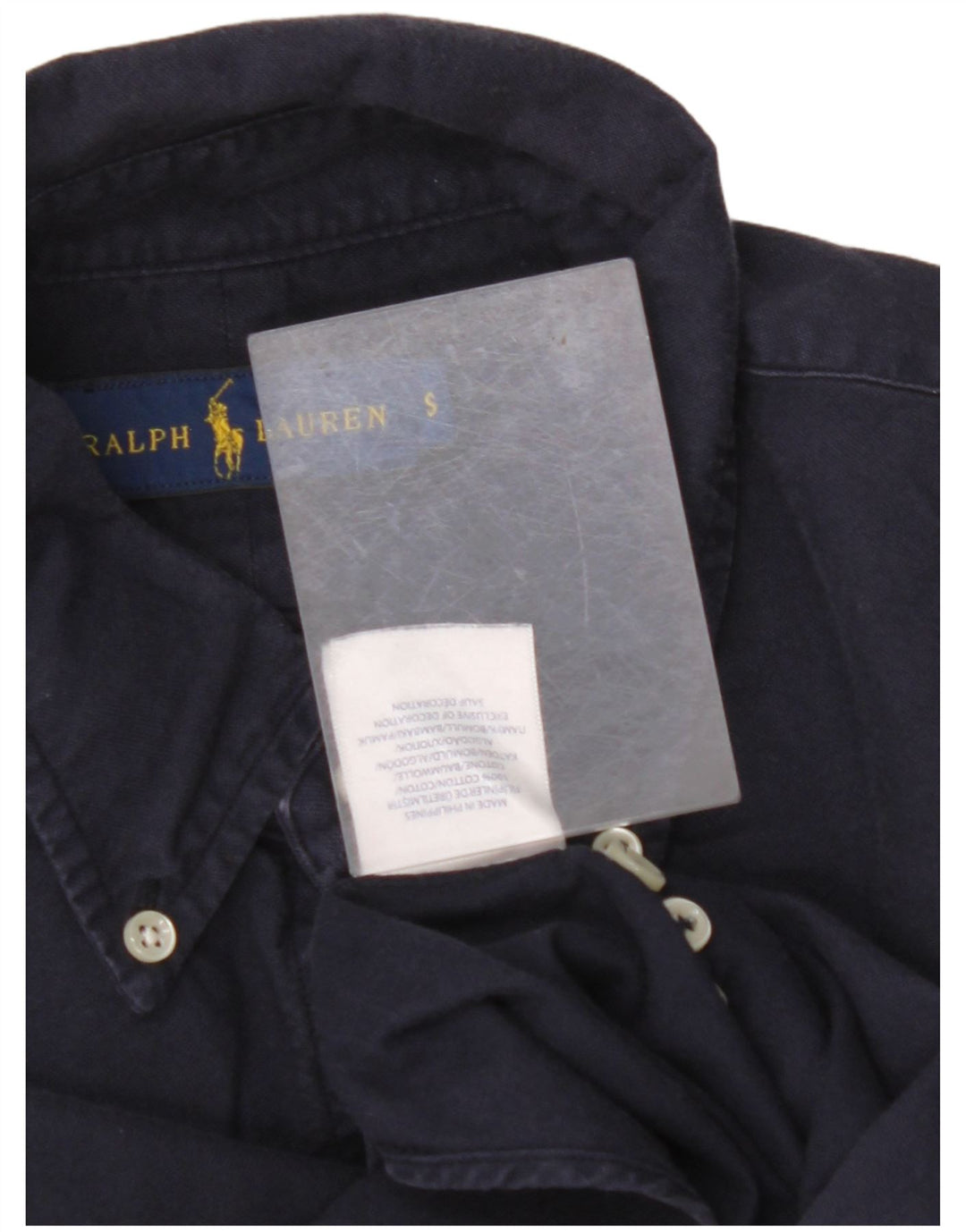 RALPH LAUREN Camicia da uomo piccola in cotone blu navy