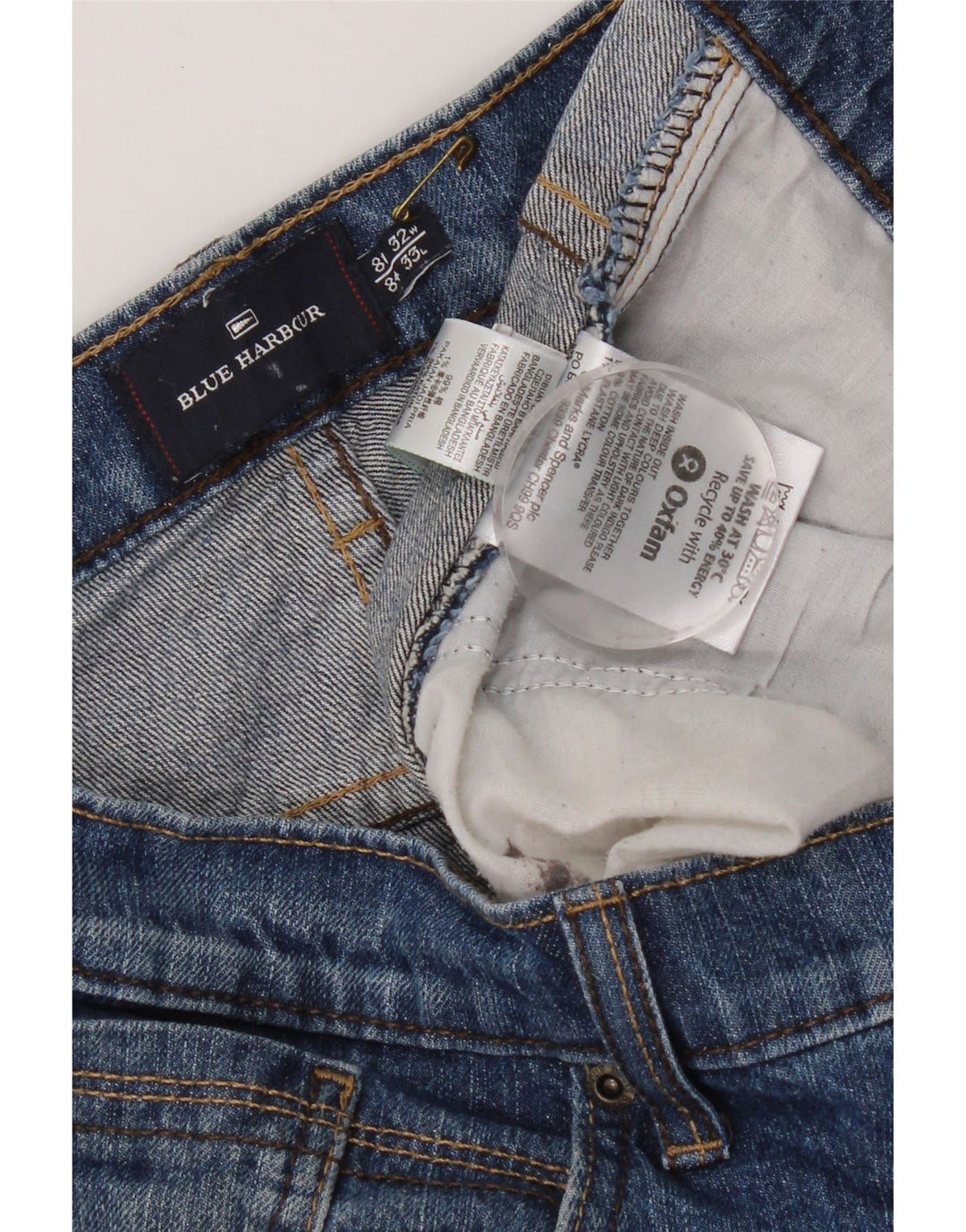 Jeans dritti da uomo Marks & Spencer Blue Harbour W32 L33 cotone blu