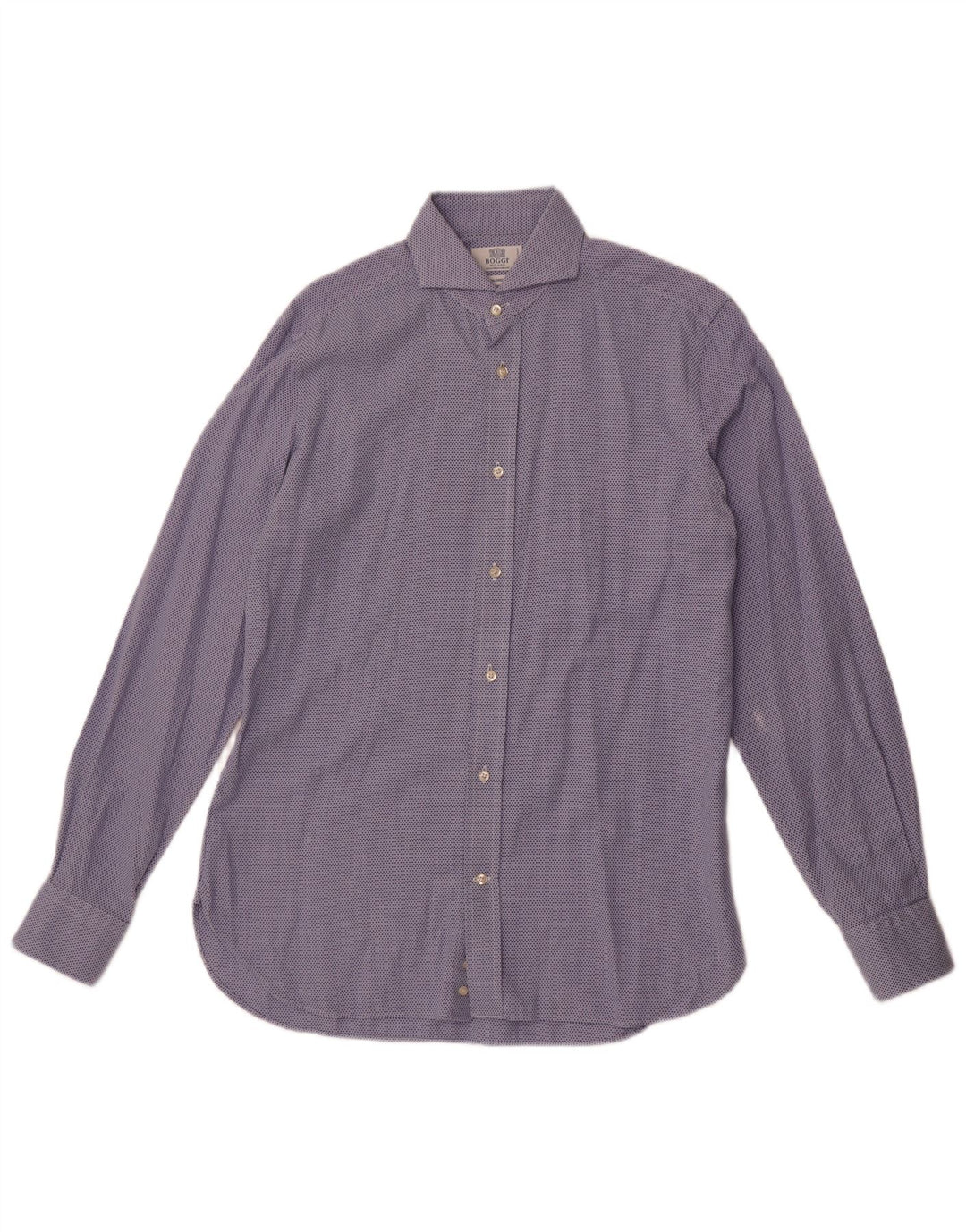 Camicia da uomo su misura Boggi taglia 40 15 3/4 cotone geometrico blu medio