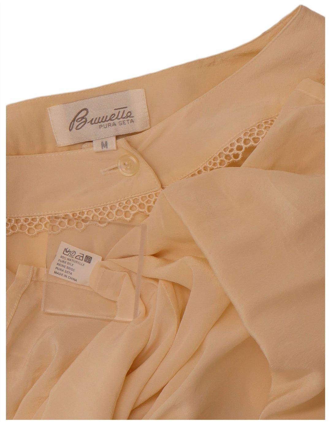 Camicetta da donna trasparente VINTAGE UK 14 Seta beige media