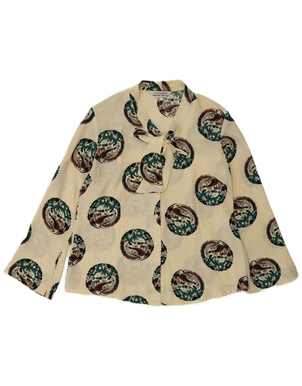 Camicetta vintage da donna trasparente con stampa animalier UK 18 XL gialla