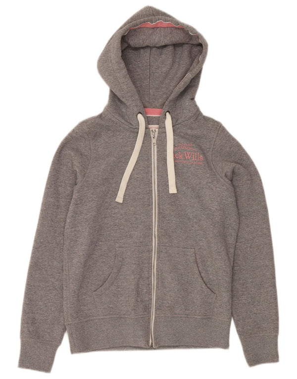 JACK WILLS Maglione con cappuccio e zip oversize da donna UK 6 XS Cotone grigio