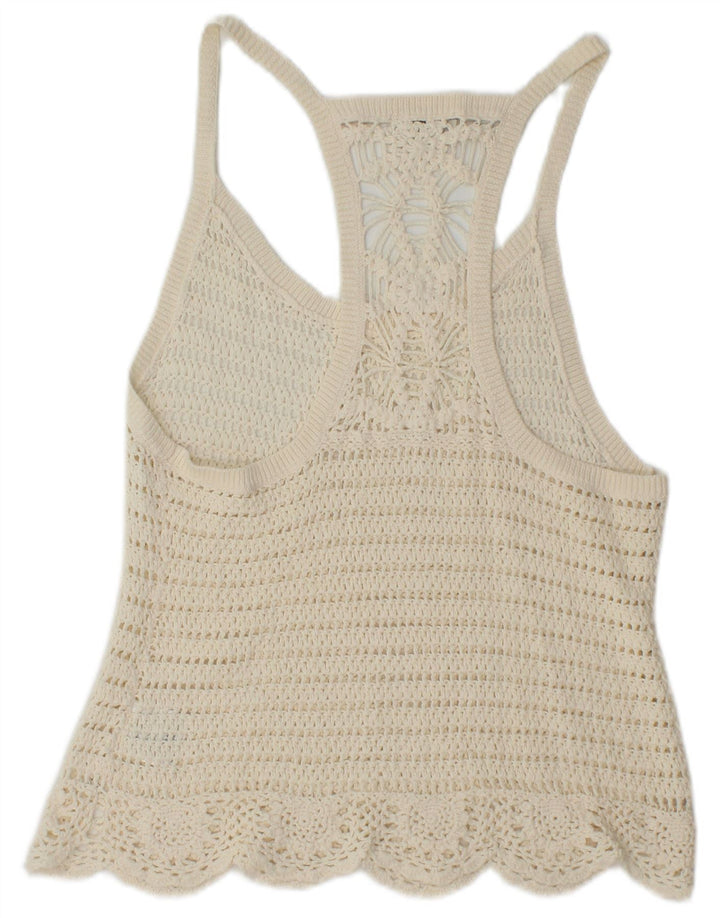Guess Canotta corta all'uncinetto da donna UK 12 Cotone bianco medio