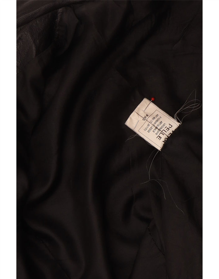 Giacca da corsa vintage in pelle corta da donna UK 10 piccola in pelle nera