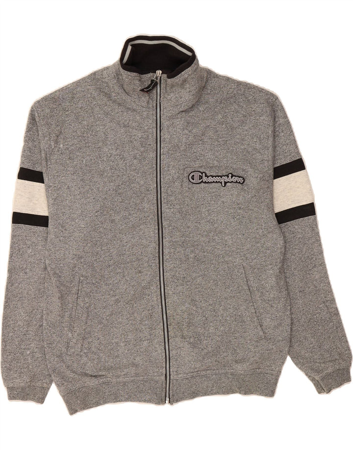 CHAMPION Mens Graphic Tracksuit Top Jacket Medium Grey Colourblock Cotton Vintage Champion and Second-Hand Champion from Messina Hembry 