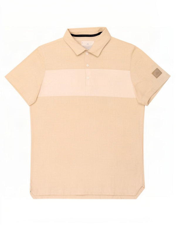 Adidas Mens Polo Shirt Large Beige Colourblock Cotton